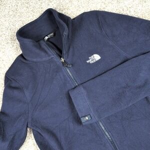 The North Face Women Navy Blue Fleece Full Zip Jacket Medium